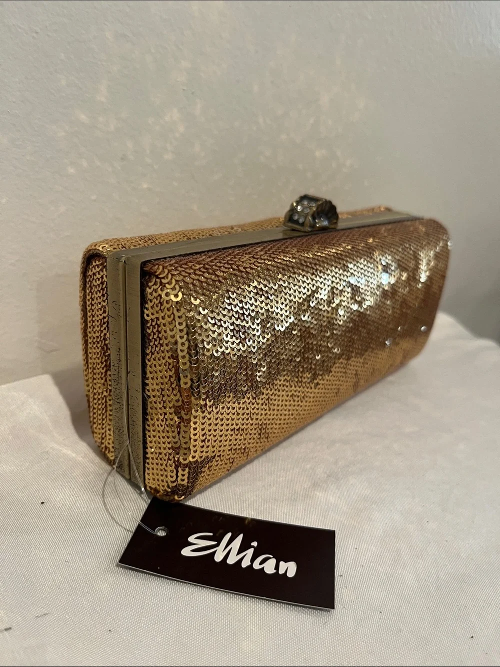Gold Sequin Evening Clutch Wristlet